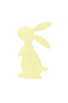 Yellow wooden easter rabbit, isolated on white