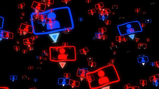 3d illustration of social media concept on a black background.