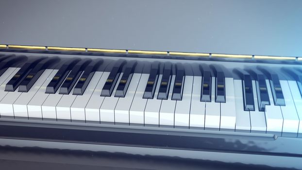 3d rendering of Black and white keys of a piano