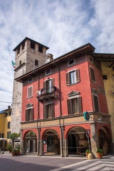 Colorful and ancient house,in the historic centre of the Pisogne town.The city is located on Lake Iseo near Brescia,Italy.