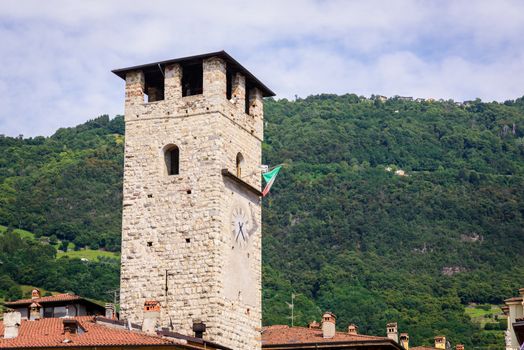 The ancient tower,thought to have been built in the xiii century.Pisogne town.