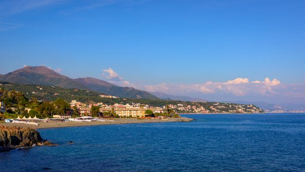 Aerial view of the Ligurian Coast between Varazze and Cogoleto