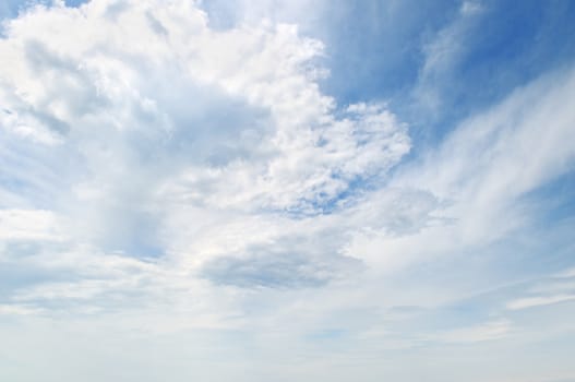 fluffy clouds in the blue sky