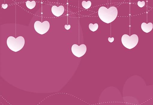 Pink Hearts Lovely Background Illustration. Hearty Backdrop.