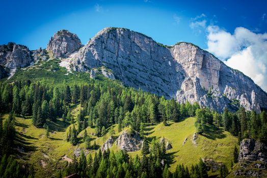 Summer in Dolomites Scenery. Italian Dolomites Mountain Landscape.