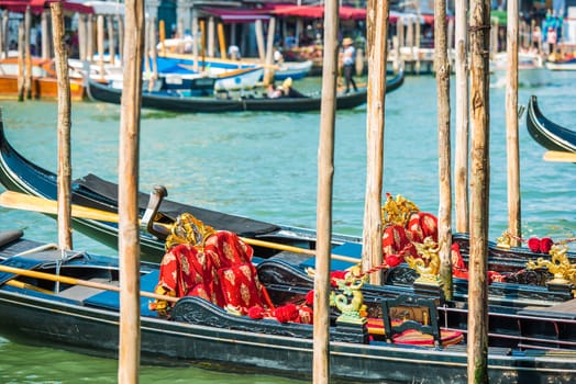 Grand Canal Gondolas in the Italian City of Venice. Italy, Europe.