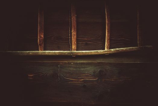 Vintage Wooden Wall and Ladder Photo Background. Aged Wood House Wall.