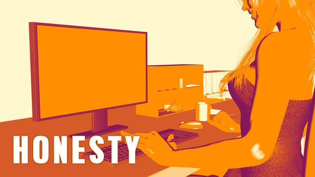  Honesty Concept Course with Woman Looking at Computer
