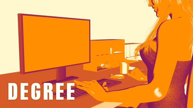  Degree Concept Course with Woman Looking at Computer