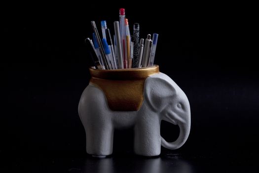 creative stationery Elephant holder pencils and pens still life
