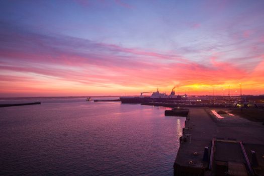 Sunset in Ebjerg Harbour, Denmark