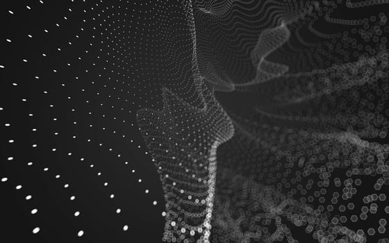 Abstract polygonal space low poly dark background with connecting dots and lines. Connection structure. 3d rendering