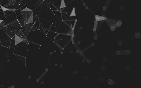 Abstract polygonal space low poly dark background with connecting dots and lines. Connection structure. 3d rendering