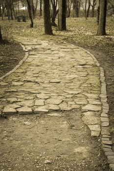 pathways in the Park are paved with stone