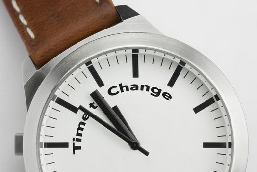 Analog watch with conceptual visualization of the text Time to Change
