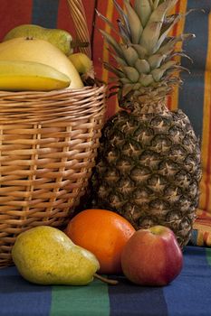 basket full fruit symbol of abundance and prosperity still-life  