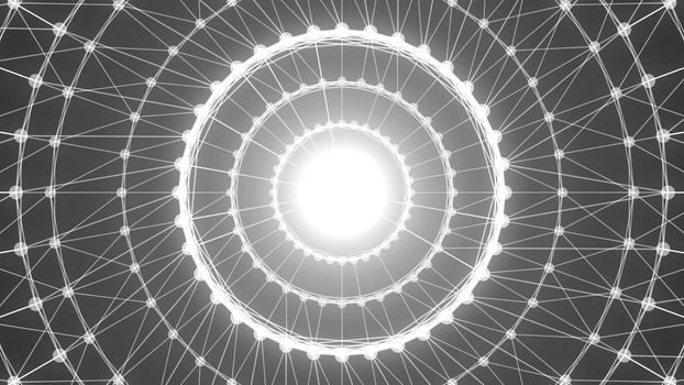 Abstract circle connection. Technology tunnel. 3d rendering