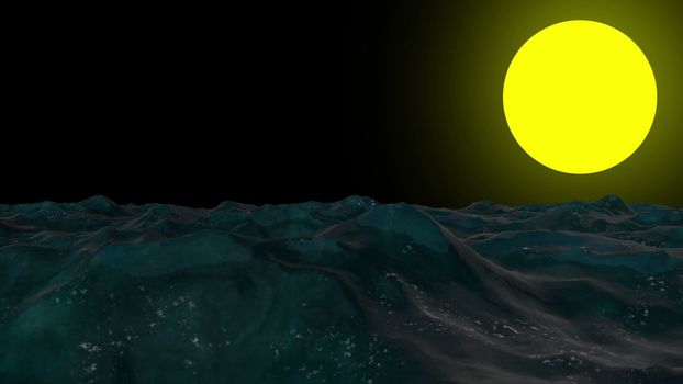 Abstract background with dark ocean waves. 3d rendering