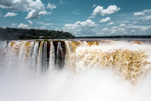 iguazu falls national park. tropical waterfalls and rainforest landscape