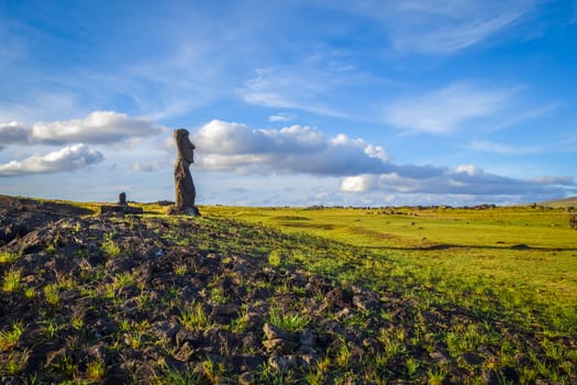 Moai statue, ahu akapu, easter island, Chile