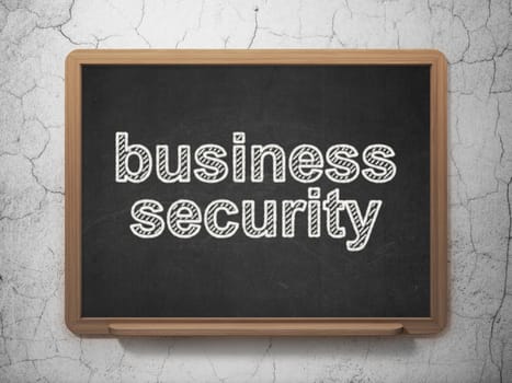 Security concept: text Business Security on Black chalkboard on grunge wall background, 3D rendering