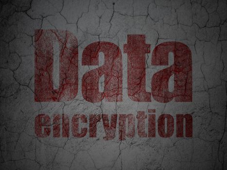 Privacy concept: Red Data Encryption on grunge textured concrete wall background