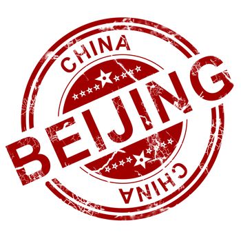 Red Beijing stamp with white background, 3D rendering