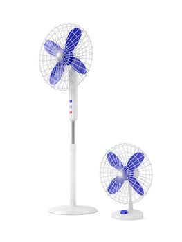 Electric fans on white background