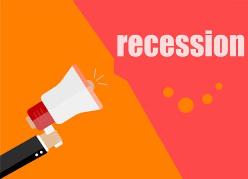 recession. Flat design business concept Digital marketing business man holding megaphone for website and promotion banners