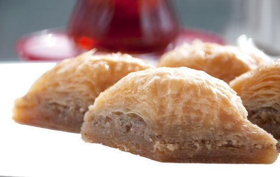 Presentation with Turkish baklava tea, also known in the Middle East