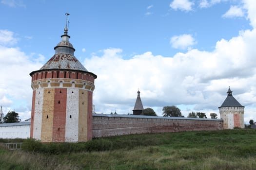 View of old Russian fortress,Tower walls