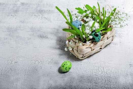 Eggs with flowers on a white background. Easter Symbols.