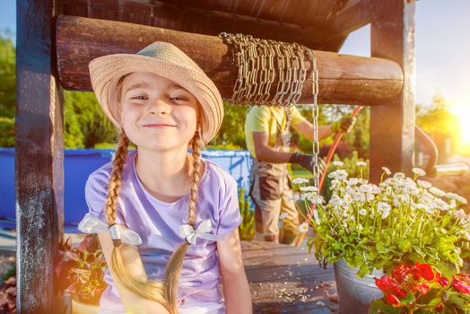 Summertime Girl Happiness. Smiling Happy Girl in the Garden During Summer School Break