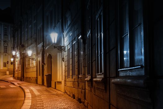 Prague Old Town Street at Night. Prague, Czech Republic or Czechia, Europe.