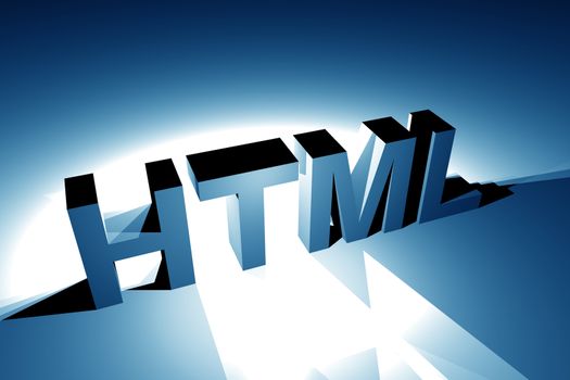 Blue HTML Language Illustration. 3D Rendered Illustration. Internet Theme.