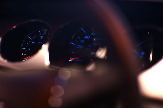 Modern Car Dash and Steering Wheel Closeup. Transportation Photo Collection