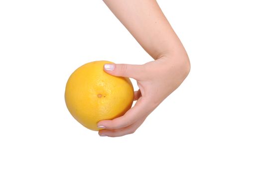 Grapefruit in the Hand. Clipped Photo - White Background