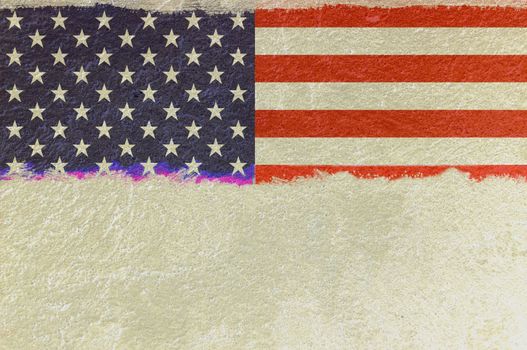 USA Flag with Removed Part. Textured Background. Great For Copy Space