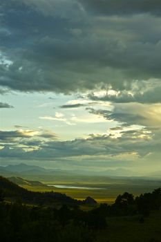 Summer Valley. Elevan Miles State Park Valley, Colorado. Summer Stormy Day.