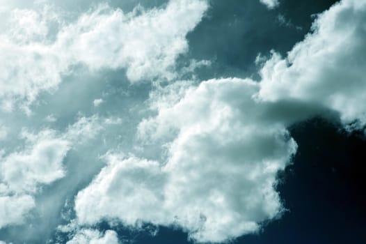 Cloudy Sky - Blue Colorized. Cloudy Sky Background