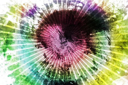 Grunge Rays. Colorful Grunge Background with Rays from the Center.