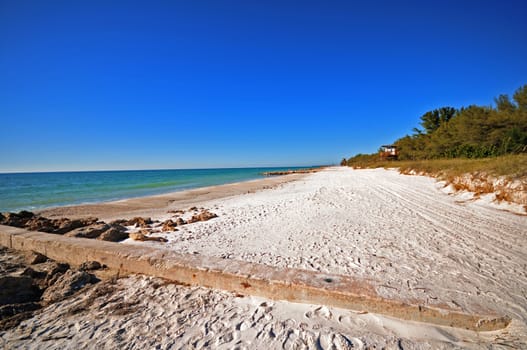 Florida Ocean Beach. Florida, USA. Small Beach near Miami. Atlantic Ocean.