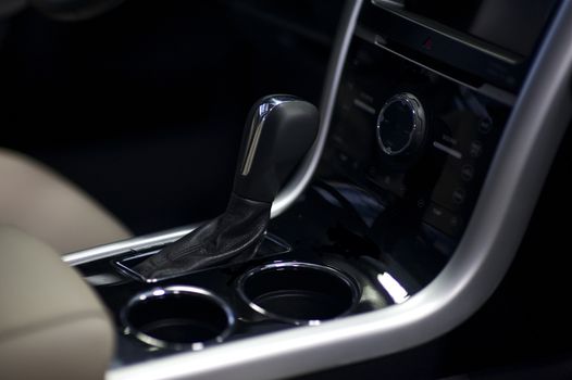 Elegant Modern Car Console with Automatic Transmission. Vehicle Interiors Collection.