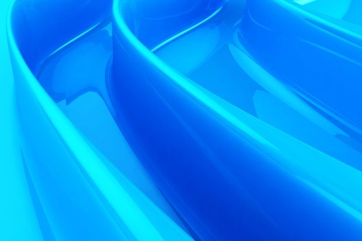Cool Blue Glossy Folded Background. 3D Render Abstract Illustration.