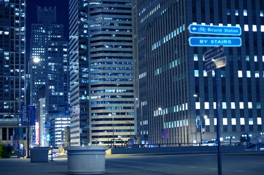 Urban Night Life. Chicago Streets by NIght.