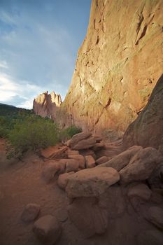 Colorado Springs Nature. Garden of the Gods is a Public Park Located in Colorado Springs, Colorado, USA. Garden of the Gods Rocks at Sunset.
