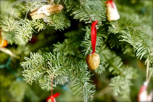 Christmas Tree Ornaments Closeup Photography. Christmas Photo Collection.