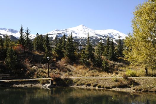 Small Lake. Breckenridge Town, Colorado USA. Nice Mountains View