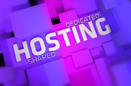 Violet-Pinky Hosting Theme. Dedicated and Shared Hosting 3D Render illustration. Top View.