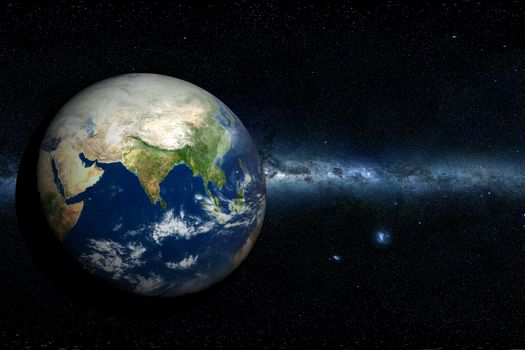 Asia Continent Earth Illustration. Planet Earth in Space 3D illustration.